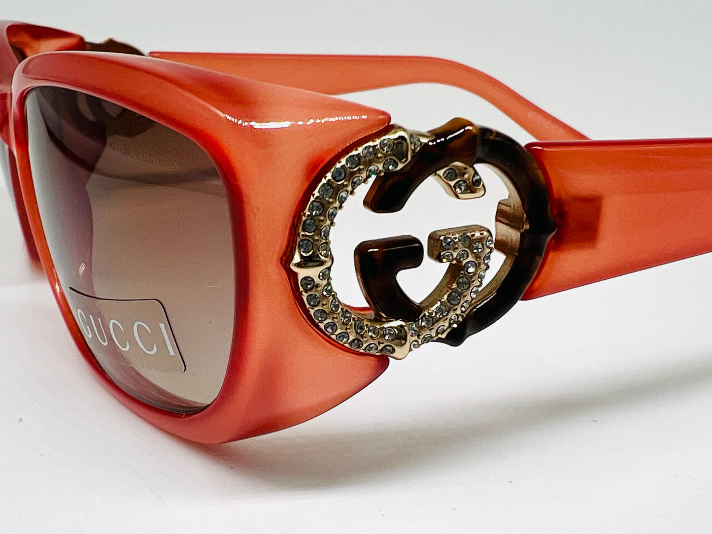 Occhiale da sole Gucci Mod.3070 vintage anni 2000. Edizione limitata . Loghi laterali Gucci Swarovski. Nuovo NOS